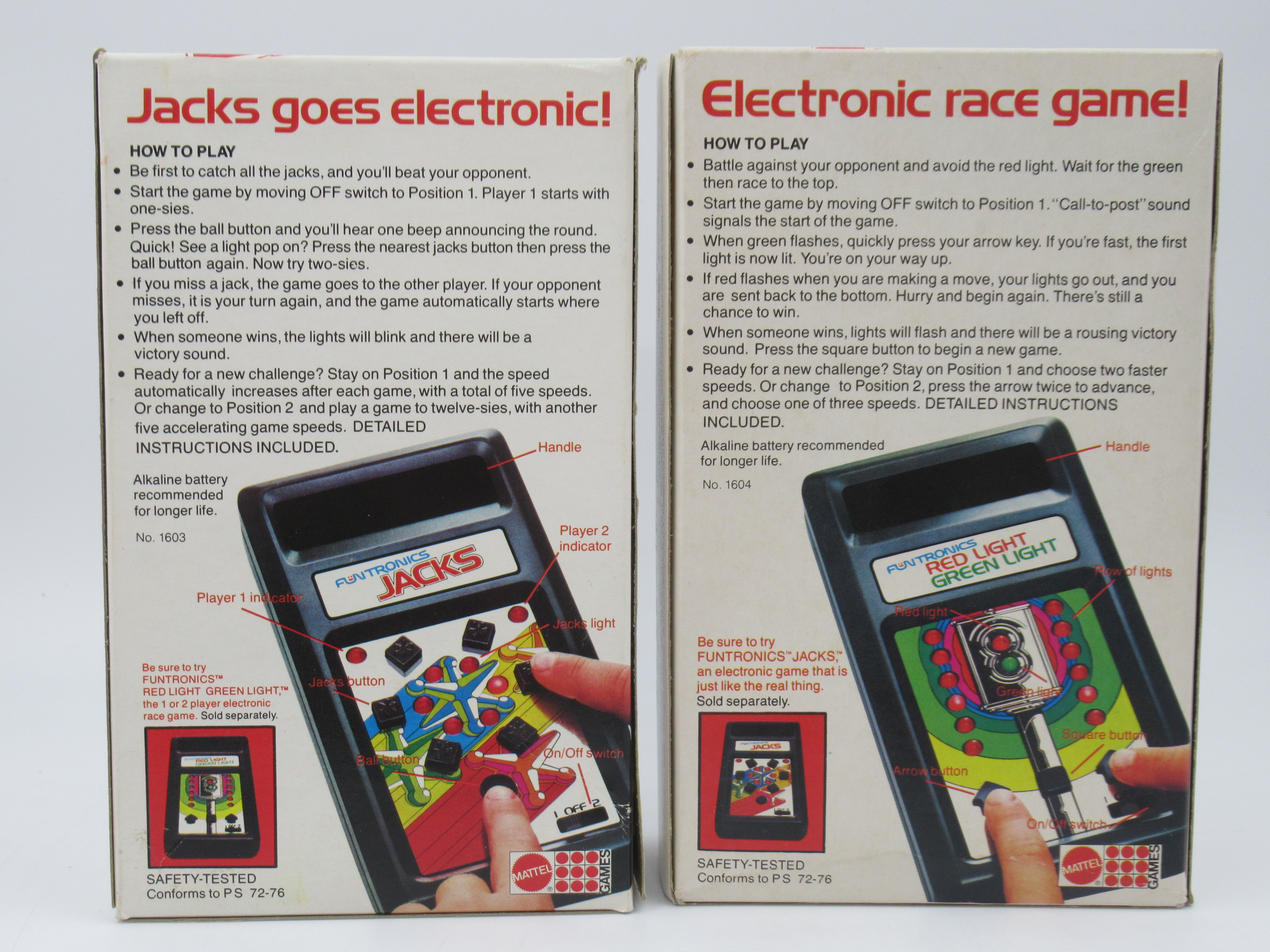 FUNTRONICS Jack & Red Light Green Light Handheld Sealed Games - Mattel Electronics (1978) Vintage Toy
